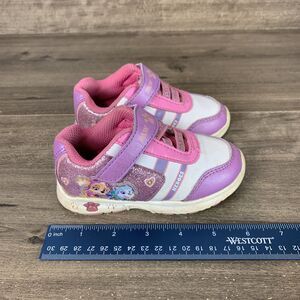 Paw Patrol Girls Toddler Sneaker Shoes Size 6 One Strap Light Up Pink Purple